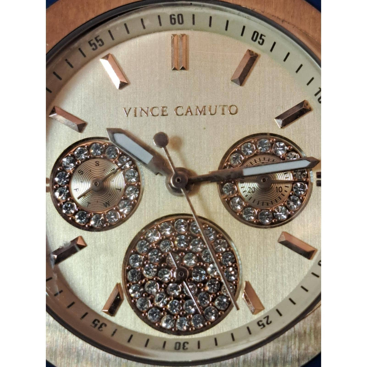 Vintage 2015 Vince Camuto Day-Date Rose Gold 38mm Women's Quartz Watch Restored