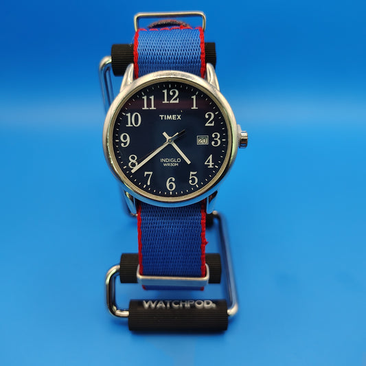 2013 Timex Date Blue Dial 39mm Mens Quartz Field Watch New Nato Strap