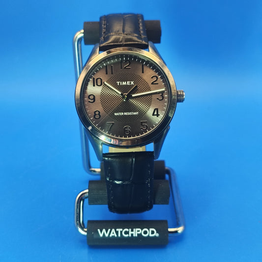 2018 Timex T46000 40mm Mens Quartz Dress Watch Gun Metal New Strap Fully Restored