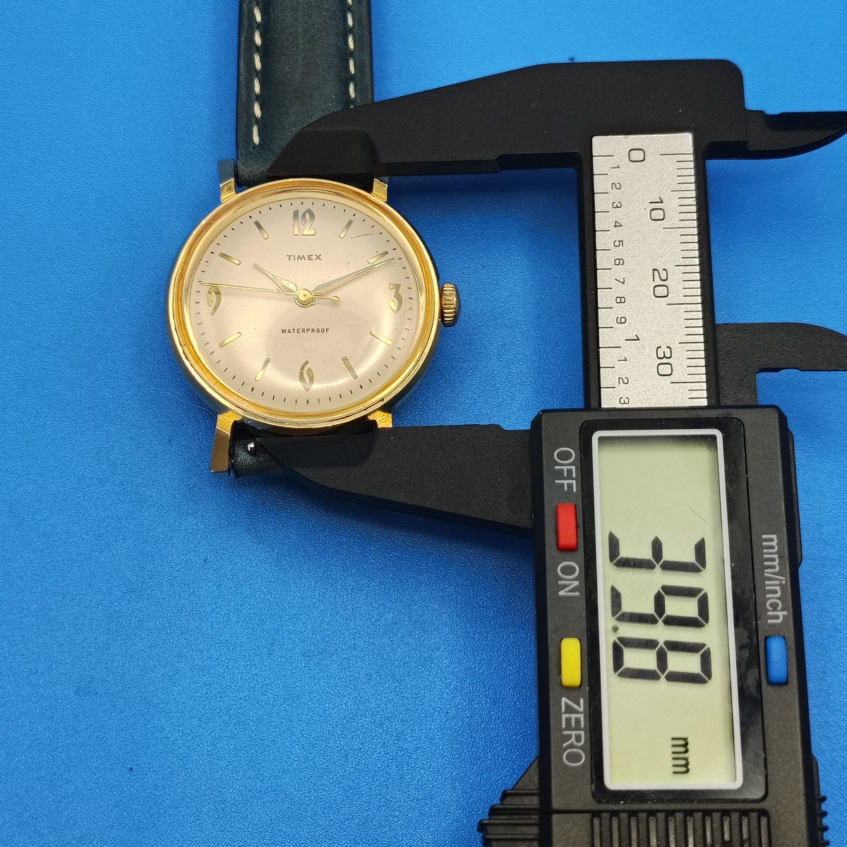 Vintage 1968 Timex Gold Tone 39mm Mens Mechanical Wind Watch Restored New Strap