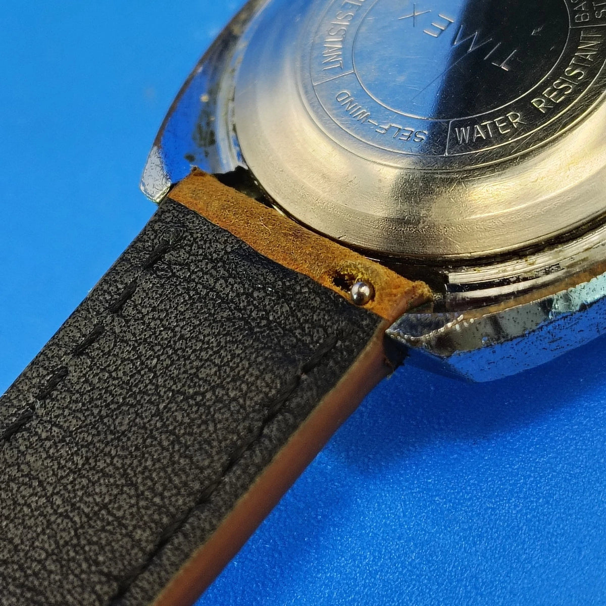 Vintage 1973 Timex Viscount Day-Date 44mm Mens Automatic Watch Restored