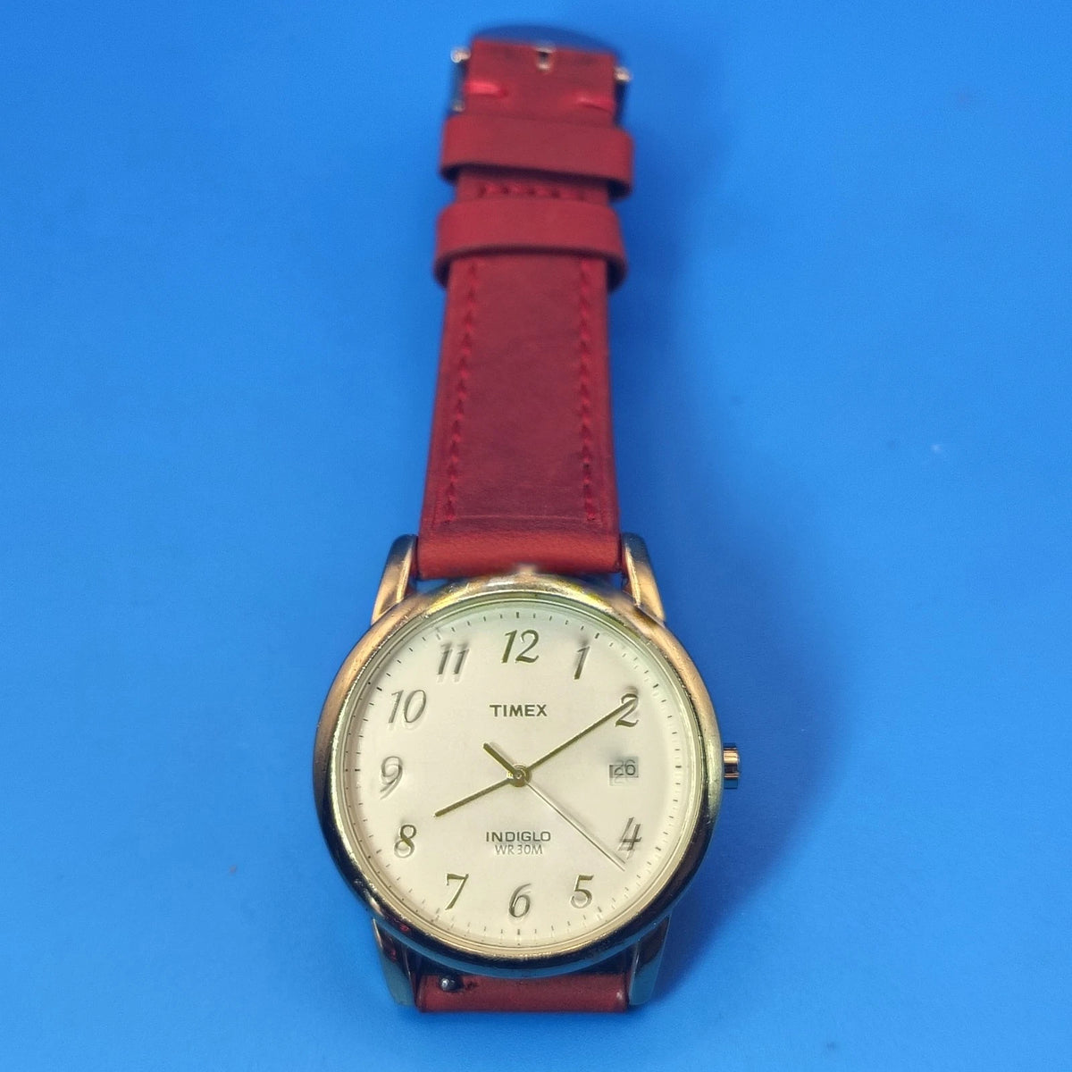 Vintage 2007 Timex Date 35mm Men's Quartz Watch Leather Strap Deployment Clasp