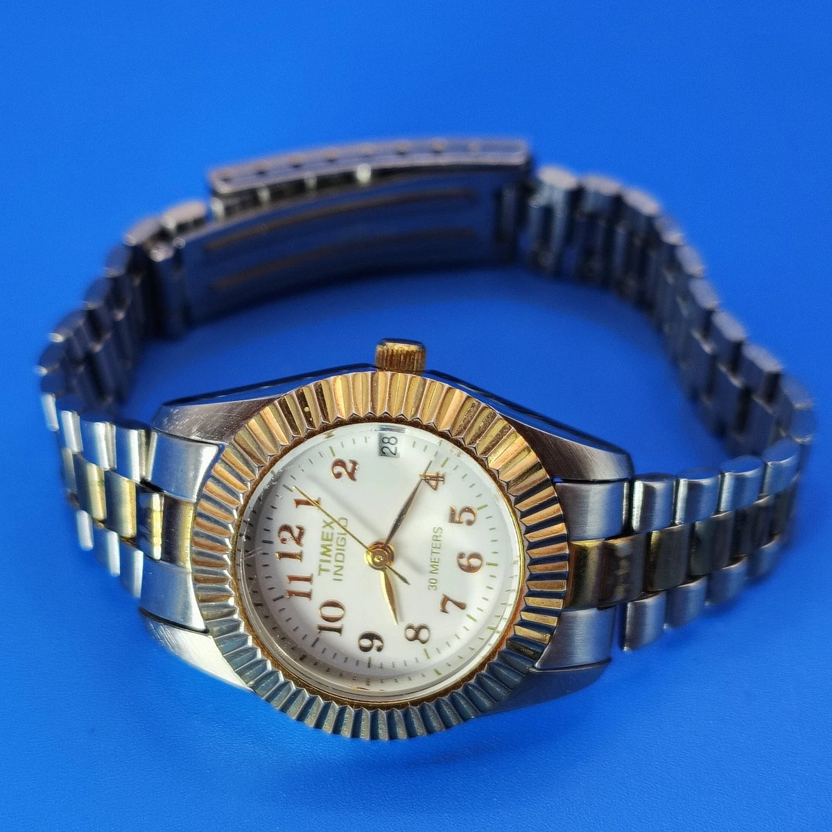 Vintage 2001 Timex Indiglo Presidential Date 25mm Women's Two Tone Quartz Watch