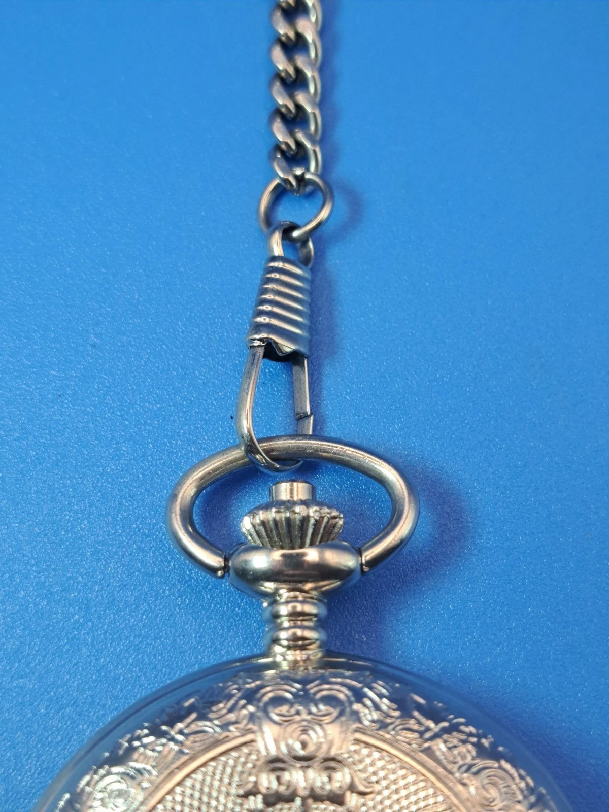Vintage 2005 Arenix Hunter Engraved 46mm Mens Pocket Watch With Chain Restored