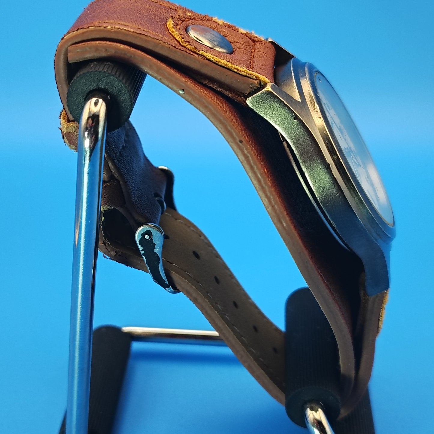 Vintage Timex Expedition INDIGLO 38mm Mens Quartz Field Watch Vegan Leather Cuff fits Size 5 - 7.75