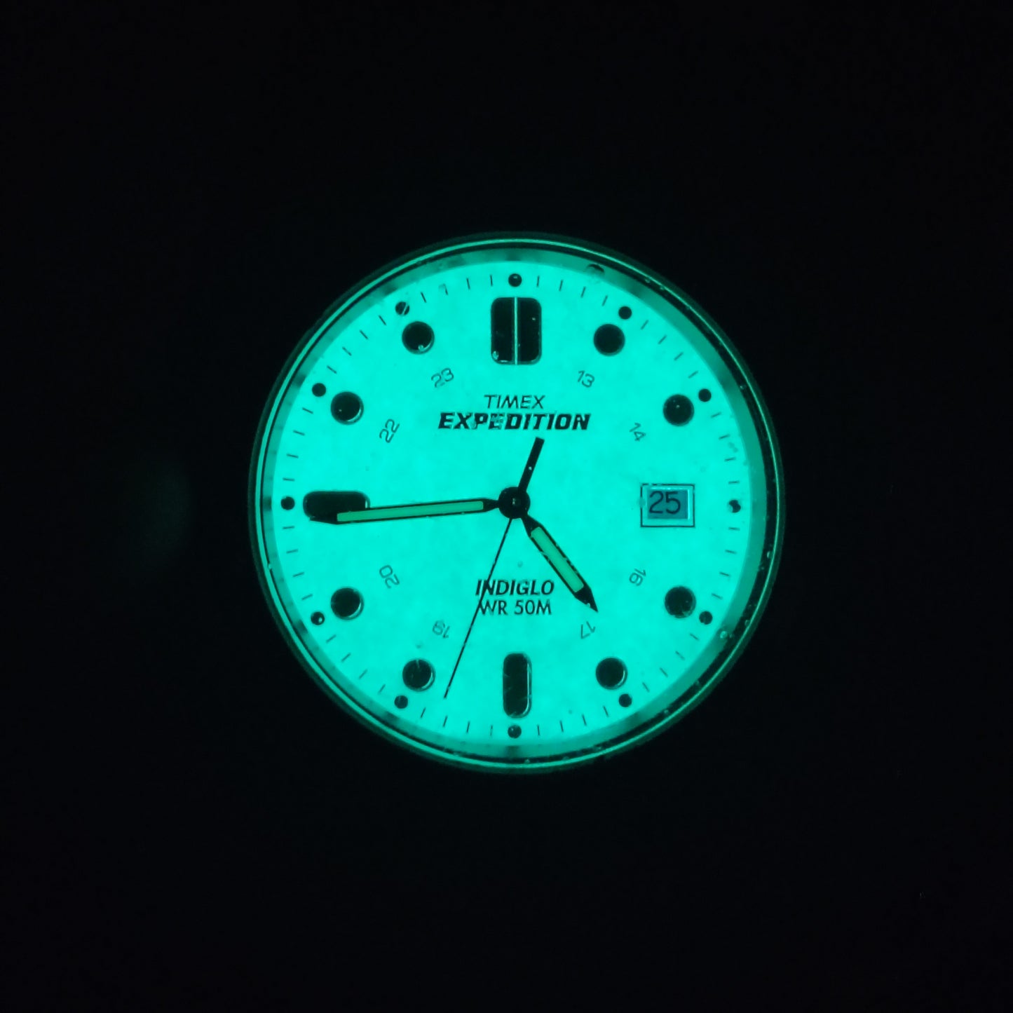 Vintage Timex Expedition INDIGLO 38mm Mens Quartz Field Watch Vegan Leather Cuff fits Size 5 - 7.75