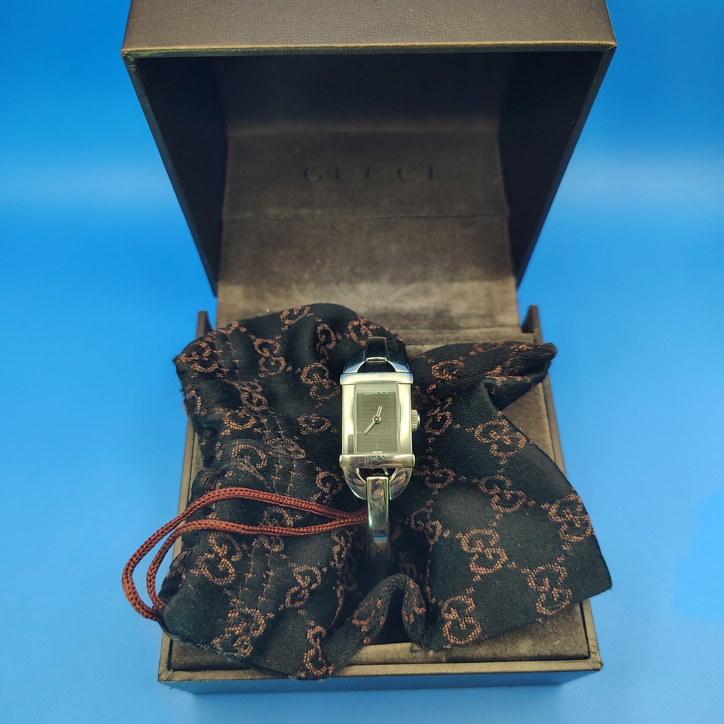 Vintage 1992 Authentic Gucci 6800L Tank Swiss Made Women's Luxury Quartz Watch Full Set Bag & Box