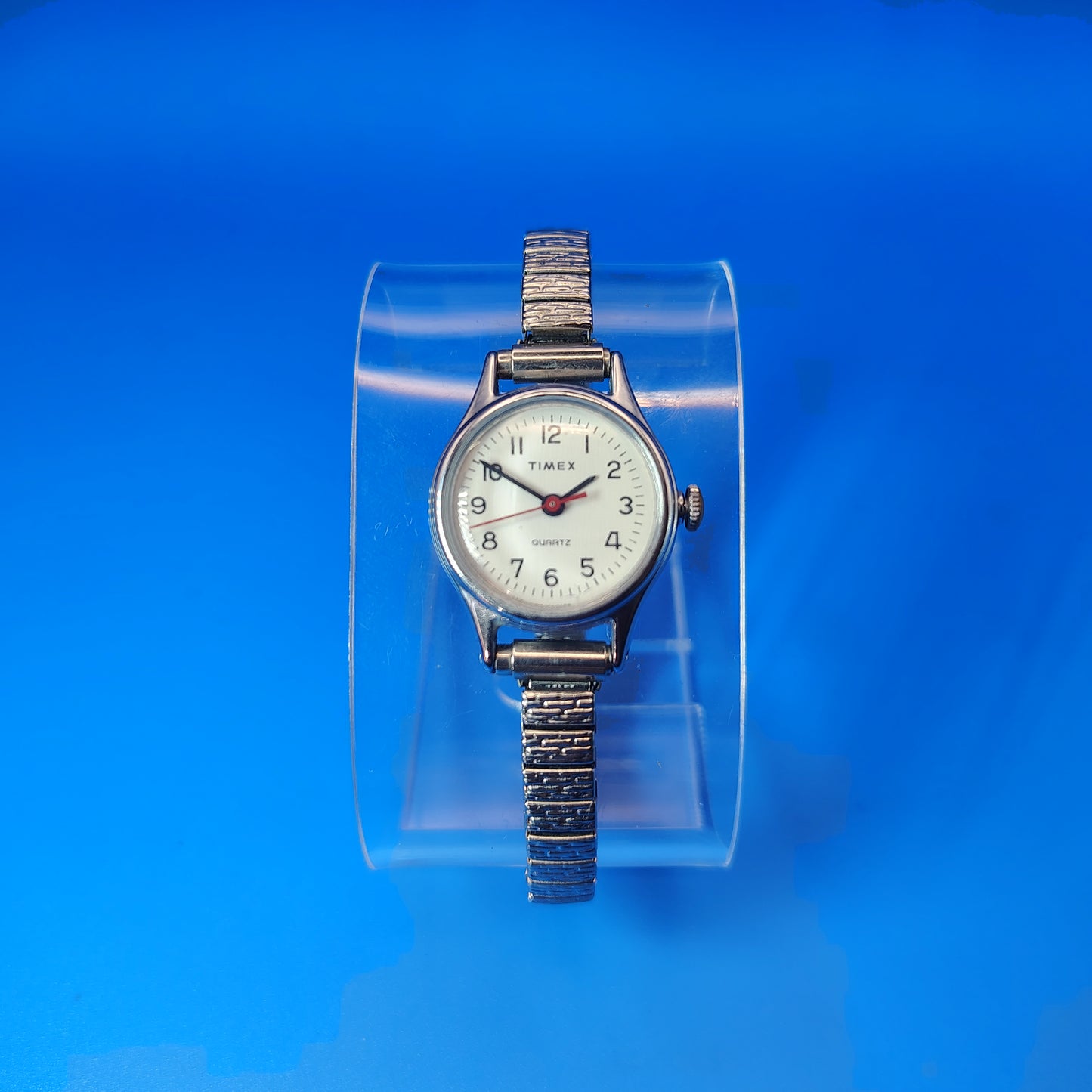 Vintage 1975 Timex 20mm Women's Quartz Cocktail Watch Stretch Bracelet New Battery