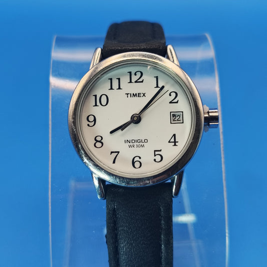 Vintage 1997 Timex 25mm Women's Quartz Watch Leather Band (Indiglo Not Working)