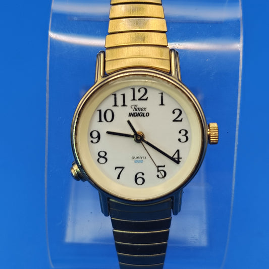 Vintage 1997 Timex Indiglo 23mm Gold Tone Women's Quartz Watch Fully Restored