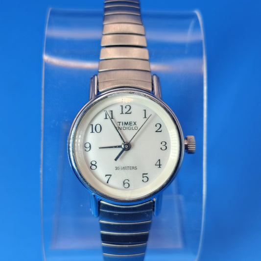 Vintage 1993 Timex Indiglo 23mm Women's Quartz Watch Stretch Bracelet