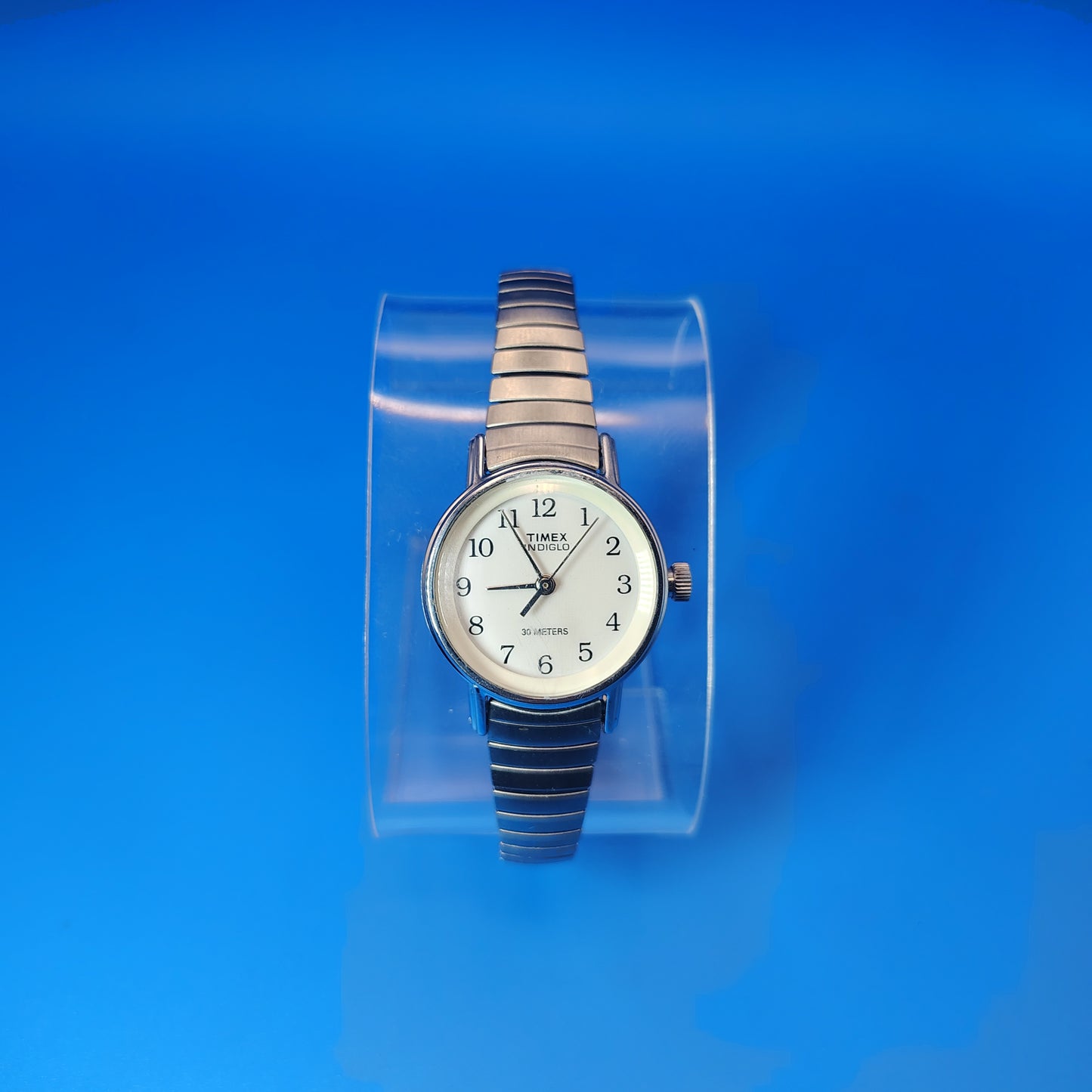 Vintage 1993 Timex Indiglo 23mm Women's Quartz Watch Stretch Bracelet