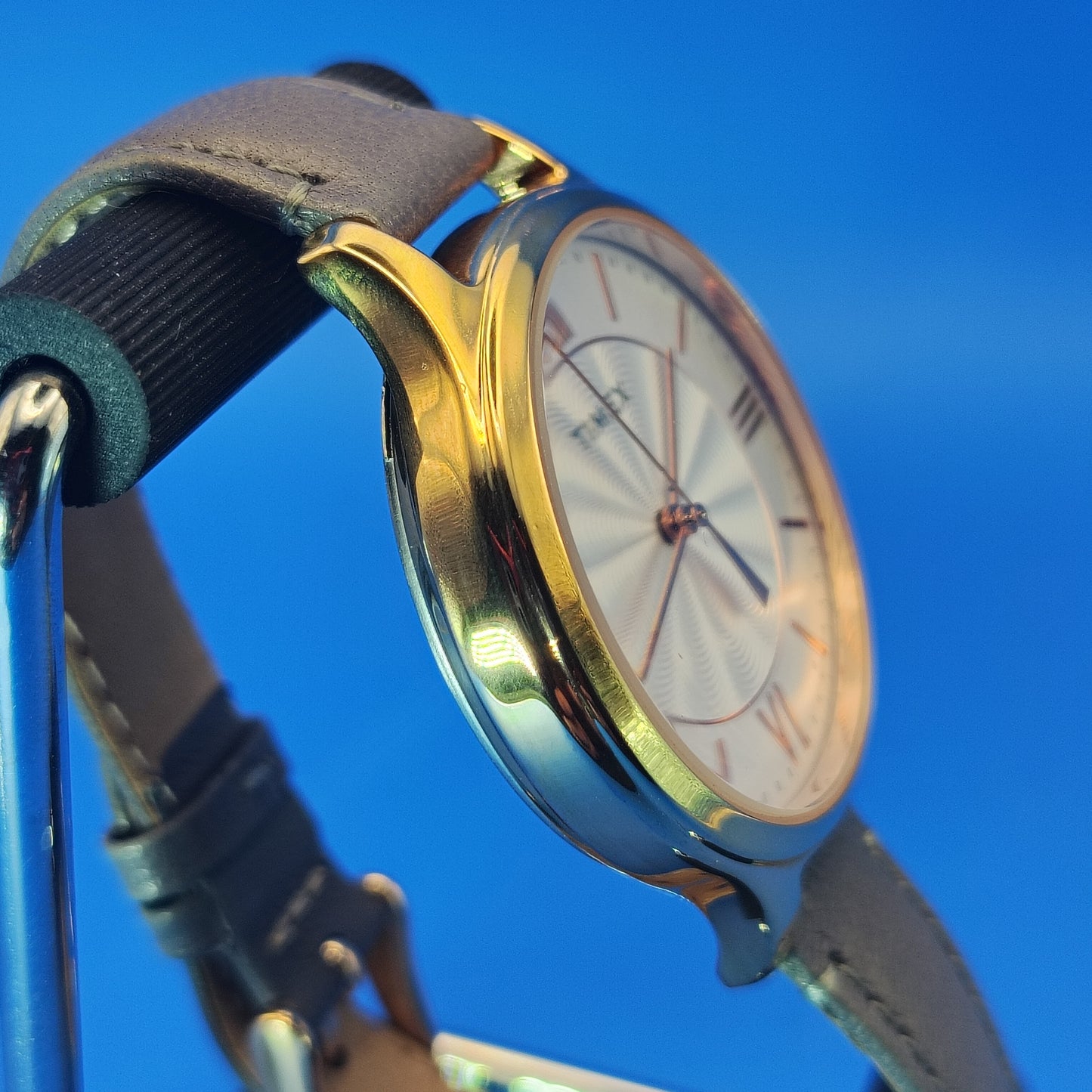 Vintage 2004 Timex Rare Guilloche Dial 36mm Women's Quartz Watch Genuine Leather Strap