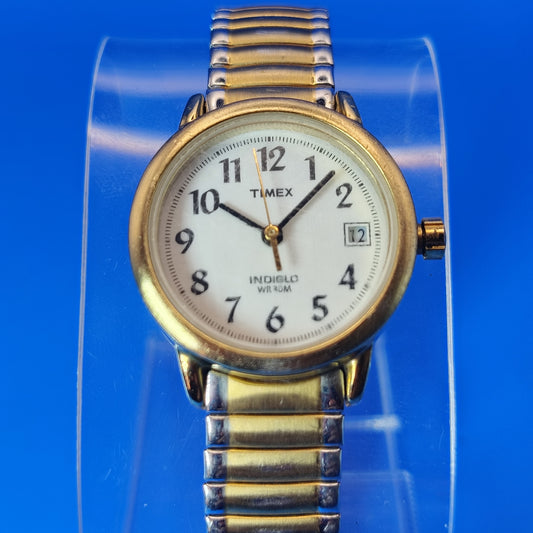 Vintage 1990s Timex Indiglo Easy Reader Date 25mm Two Tone Women's Quartz Watch