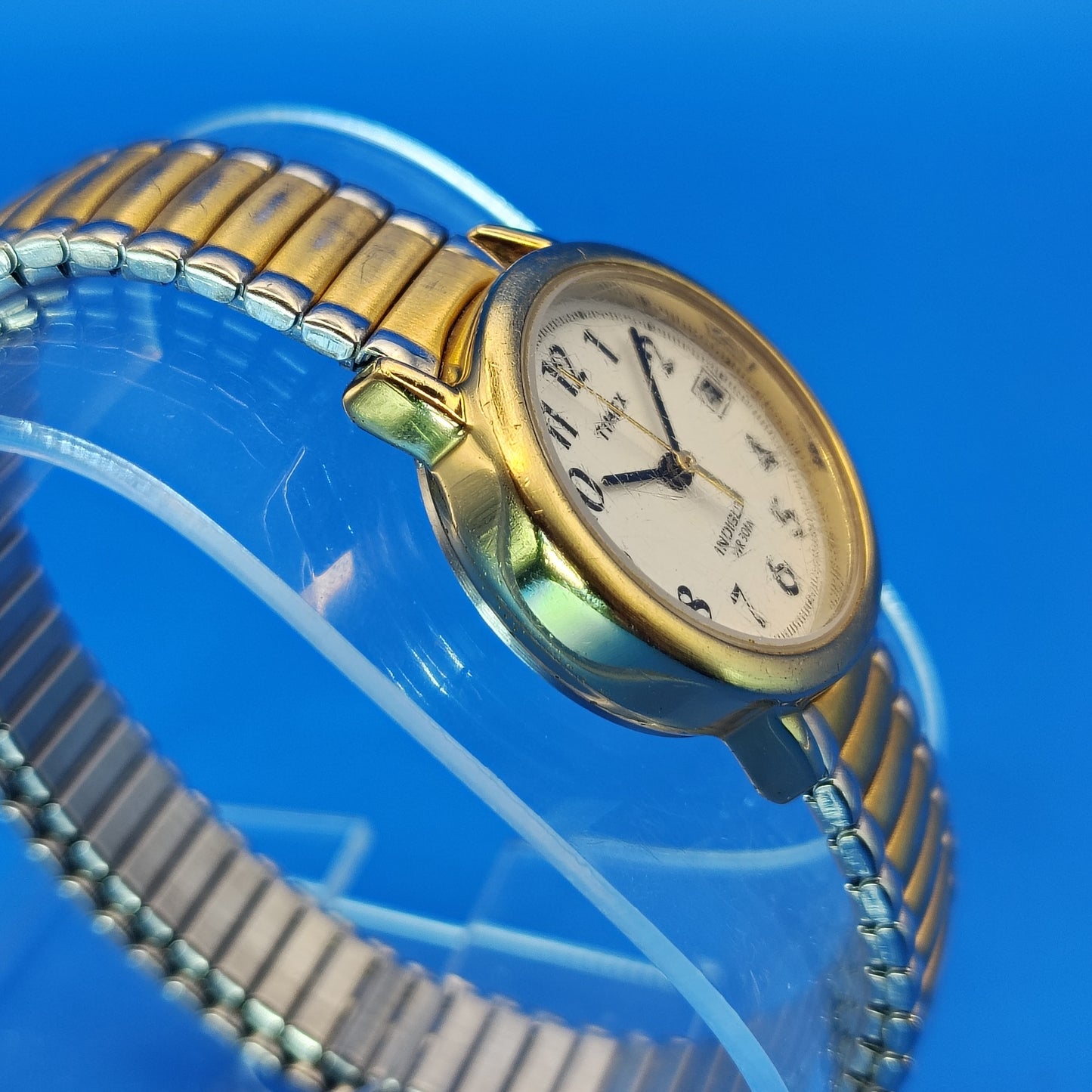 Vintage 1990s Timex Indiglo Easy Reader Date 25mm Two Tone Women's Quartz Watch