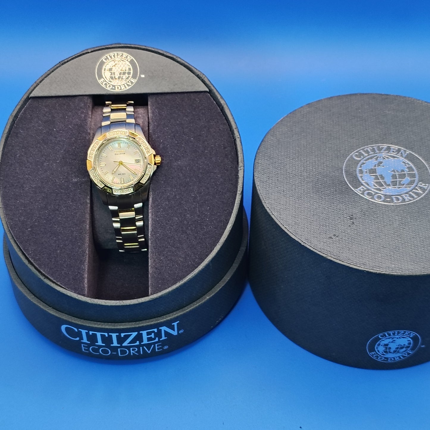 Vintage 2005 Citizen Eco Drive Solar Genuine Diamond Mother of Pearl Women's Quartz Watch