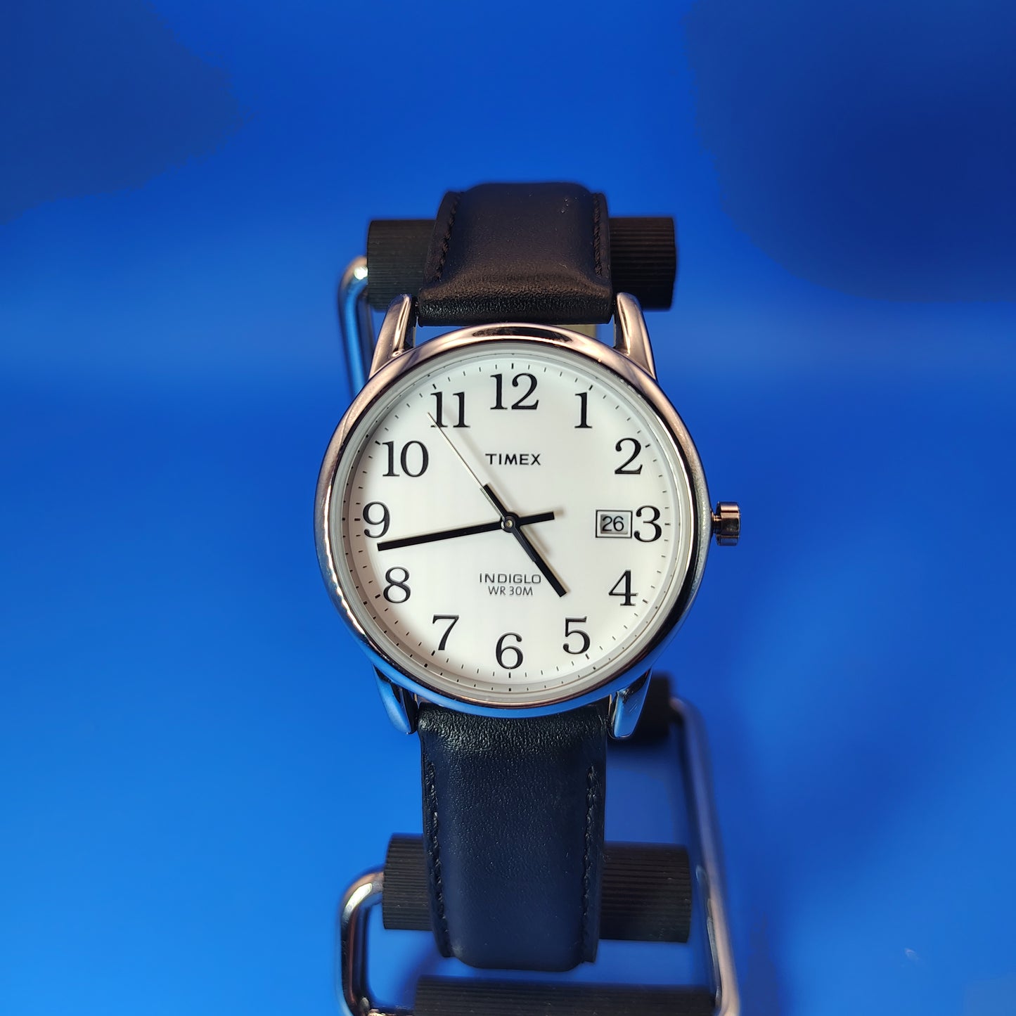 Vintage 1990's Timex Indiglo Easy Reader Date 35mm Mens Quartz Watch Geniune Leather Strap