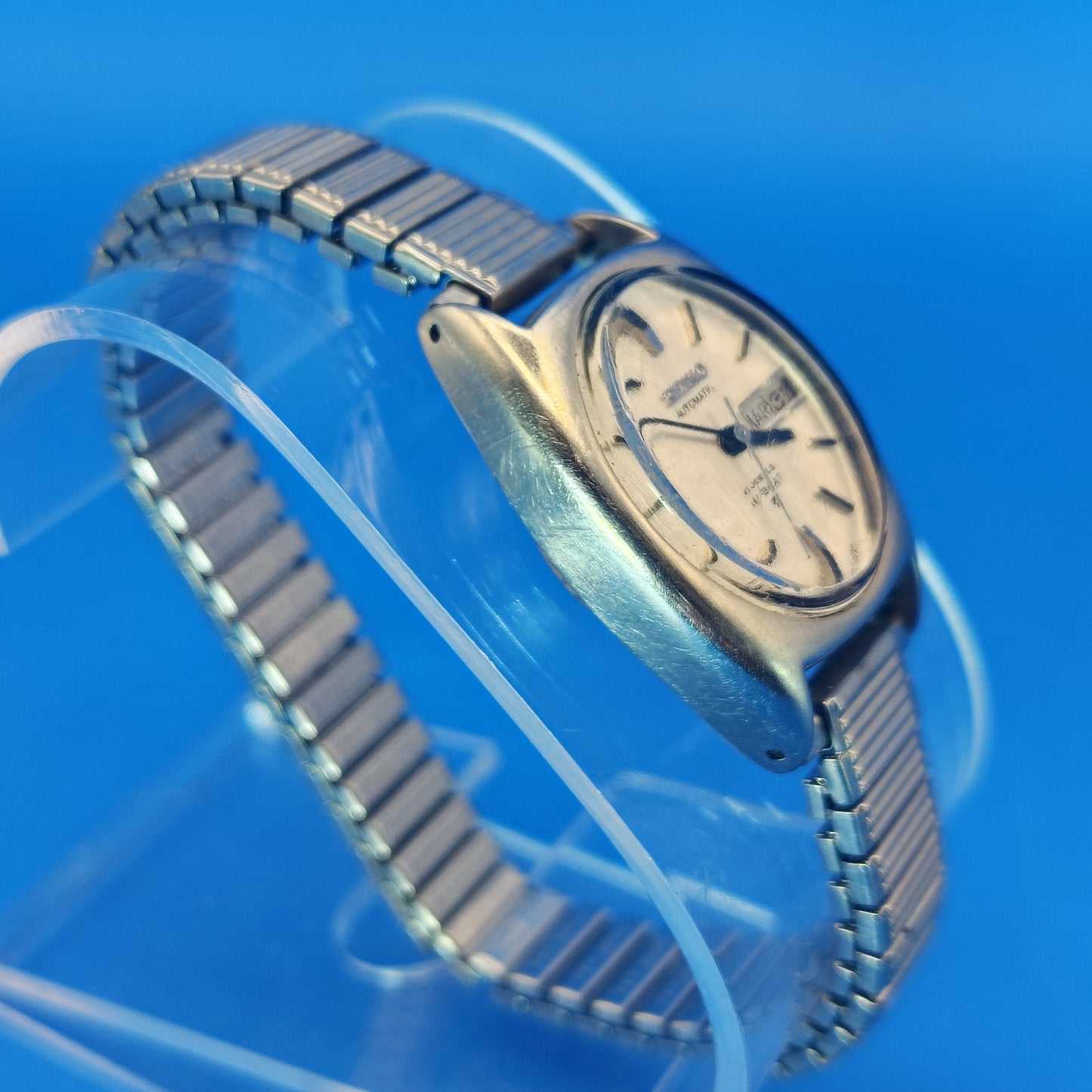 Rare Vintage 1972 Seiko Hi-Beat 21 Jewel Automatic Movement Mechanical Tank Luxury Watch Stretch Bracelet