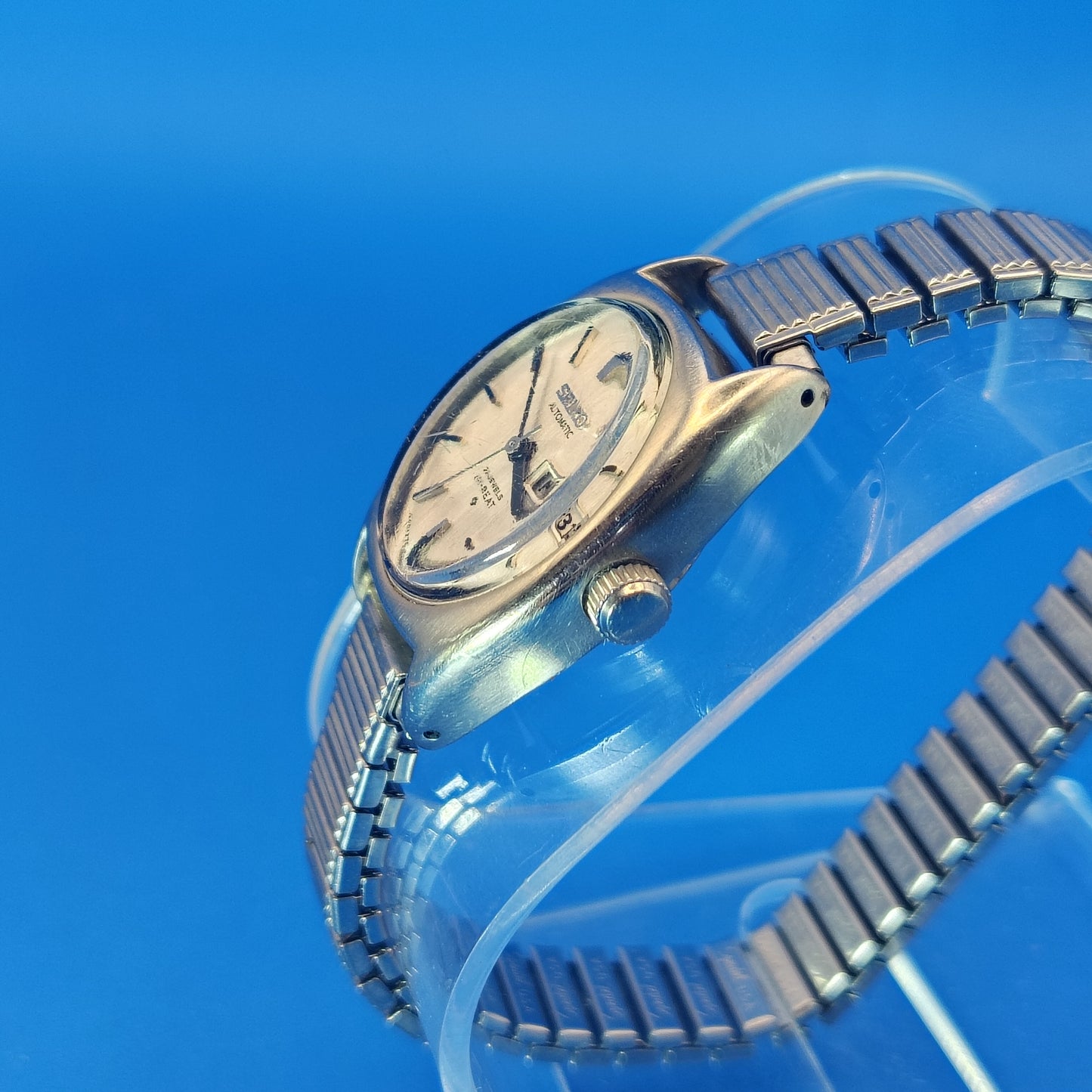 Rare Vintage 1972 Seiko Hi-Beat 21 Jewel Automatic Movement Mechanical Tank Luxury Watch Stretch Bracelet