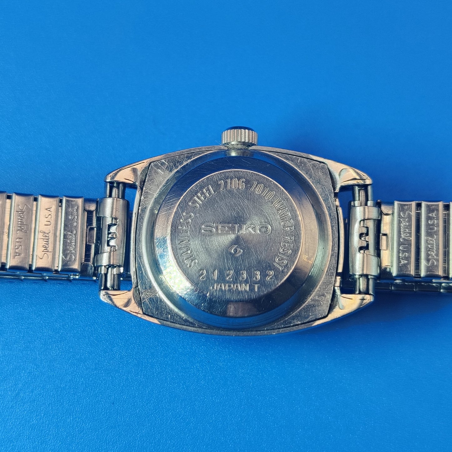 Rare Vintage 1972 Seiko Hi-Beat 21 Jewel Automatic Movement Mechanical Tank Luxury Watch Stretch Bracelet