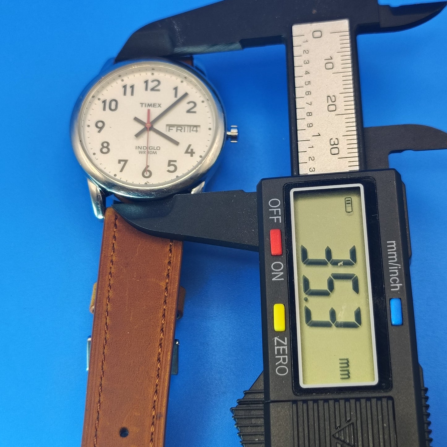 Vintage Timex Easy Reader Day/Date Mens Quartz Watch New Italian Leather Strap w/ Stainless Steel Deployment Clasp