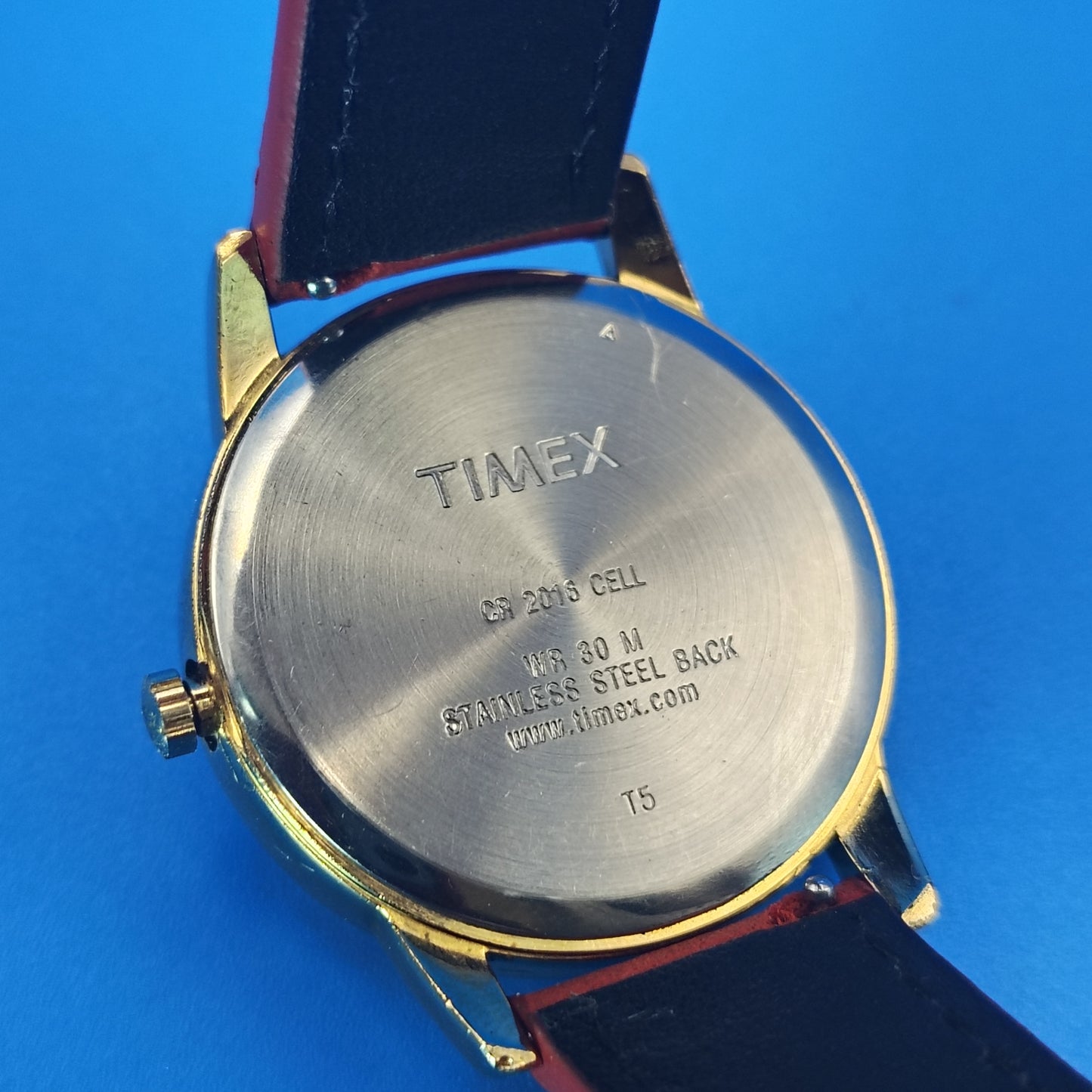Vintage Timex Date 35mm Men's Quartz Watch New Leather Strap with Stainless Steel Deployment Clasp