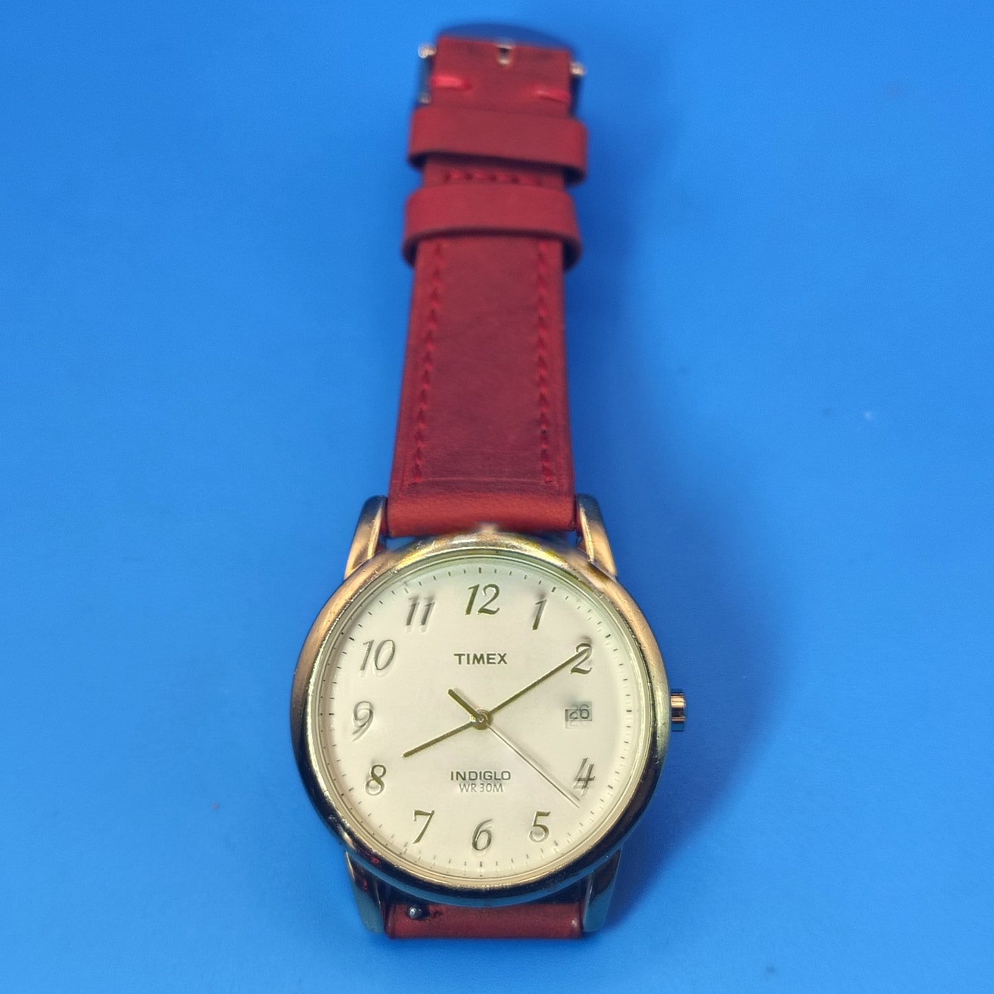 Vintage Timex Date 35mm Men's Quartz Watch New Leather Strap with Stainless Steel Deployment Clasp