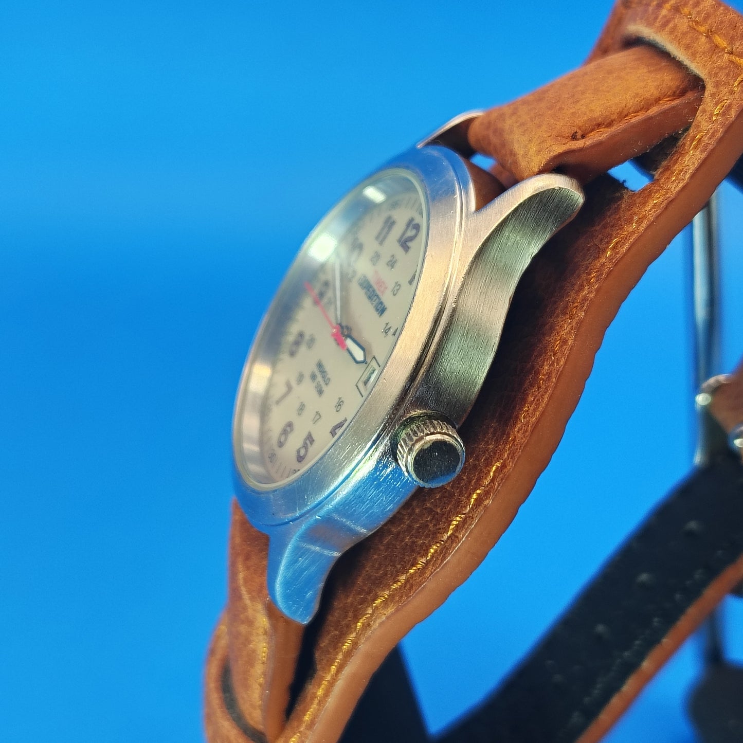 Vintage 2005 Timex Expedition Indiglo 36mm Mens Quartz Watch New Genuine Leather Cuff with Removable Strap