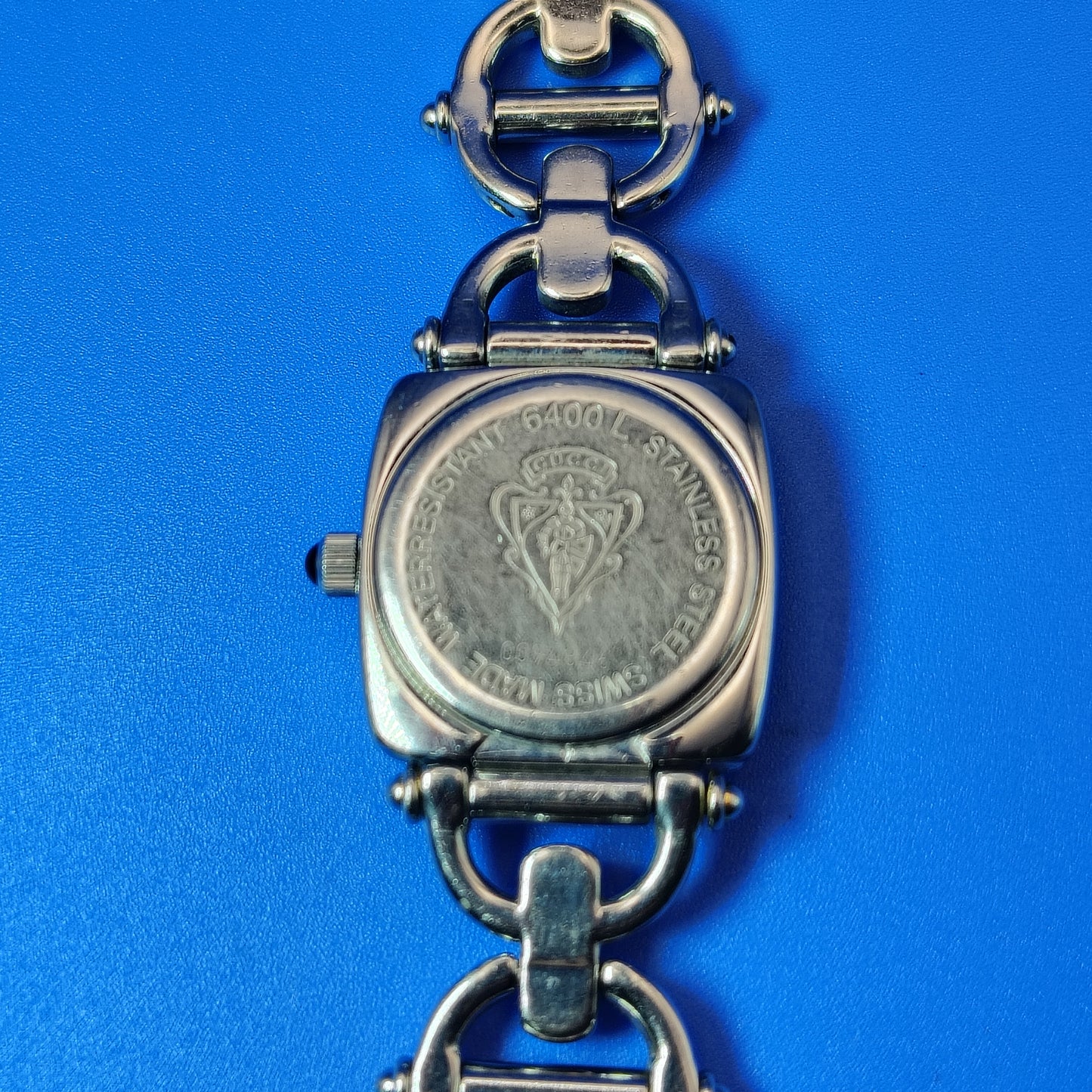 Vintage 1992 Authentic Gucci 6400L Genuine Swiss Made Horsebit Link 20mm Women's Luxury Quartz Watch