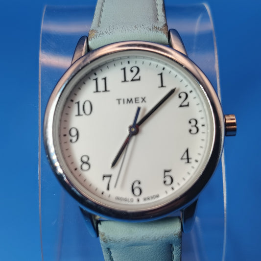 Vintage 1995 Timex Indiglo Easy Reader 30mm Women's Quartz Watch Genuine Leather Strap
