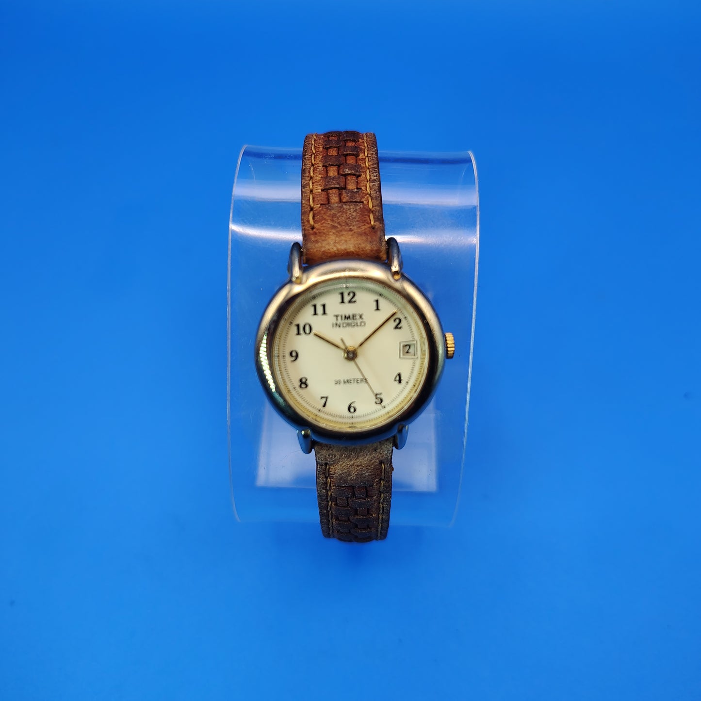 Vintage 1992 Timex Indiglo Easy Reader 24mm Women's Quartz Watch Braided Leather Band