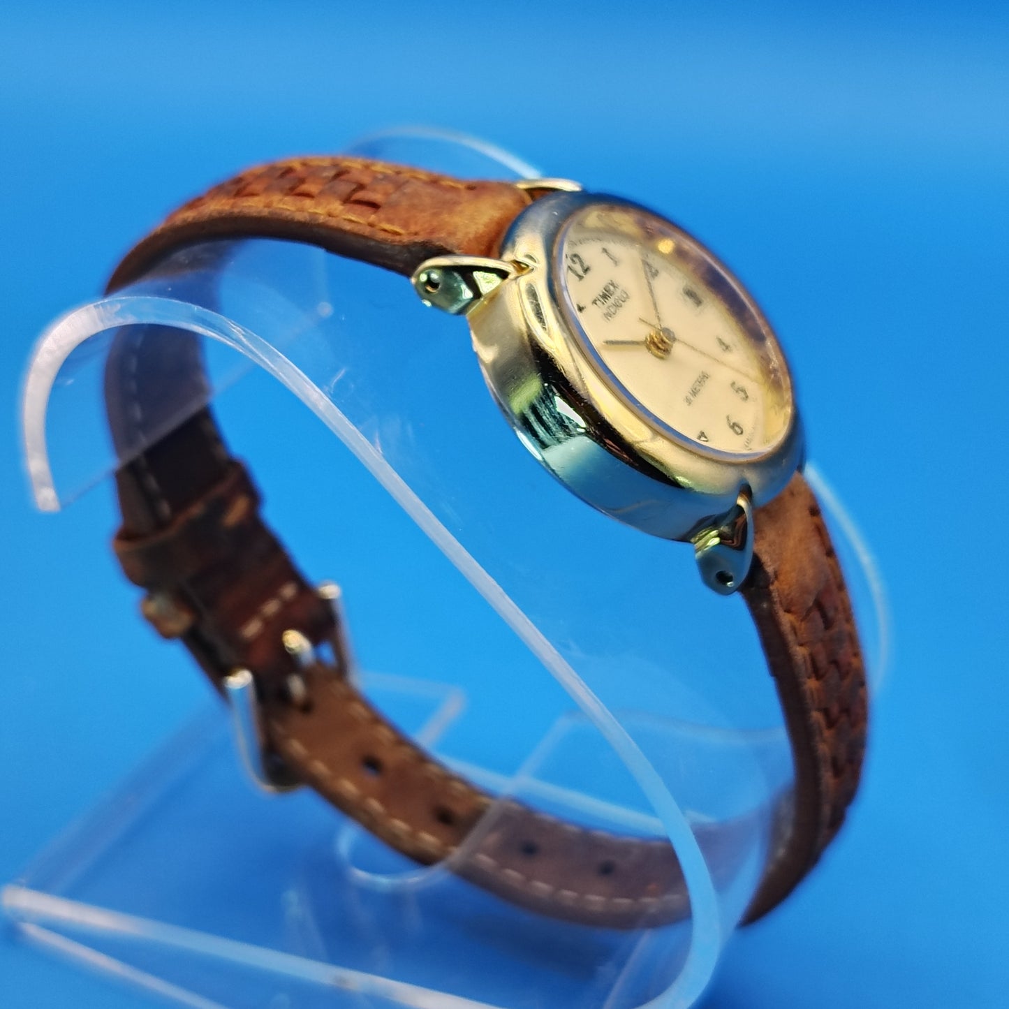 Vintage 1992 Timex Indiglo Easy Reader 24mm Women's Quartz Watch Braided Leather Band