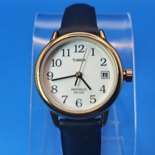 Vintage 1996 Timex Indiglo Date 21mm Women's Quartz Watch Genuine Leather Band