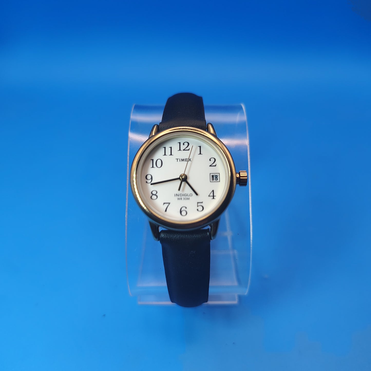 Vintage 1996 Timex Indiglo Date 21mm Women's Quartz Watch Genuine Leather Band