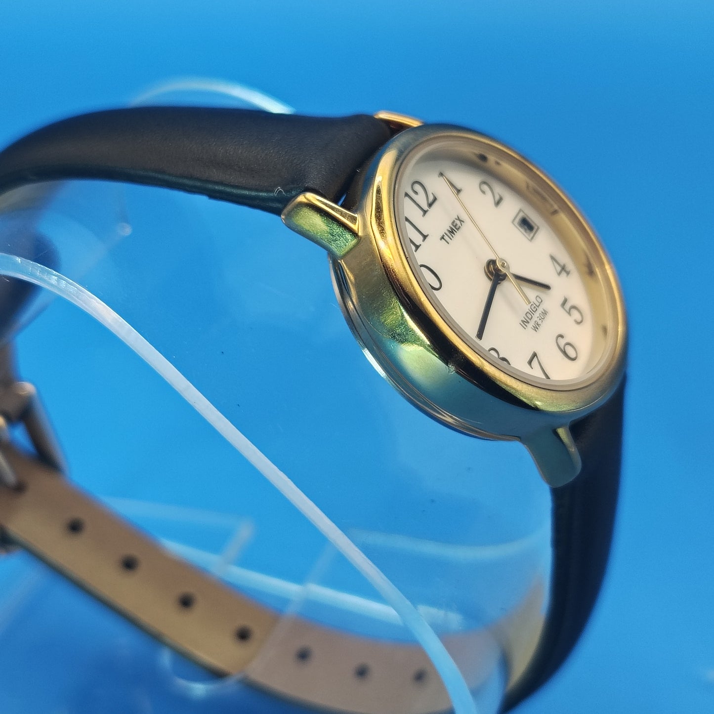 Vintage 1996 Timex Indiglo Date 21mm Women's Quartz Watch Genuine Leather Band