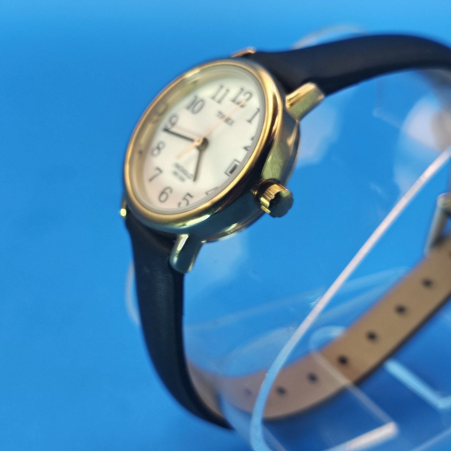 Vintage 1996 Timex Indiglo Date 21mm Women's Quartz Watch Genuine Leather Band