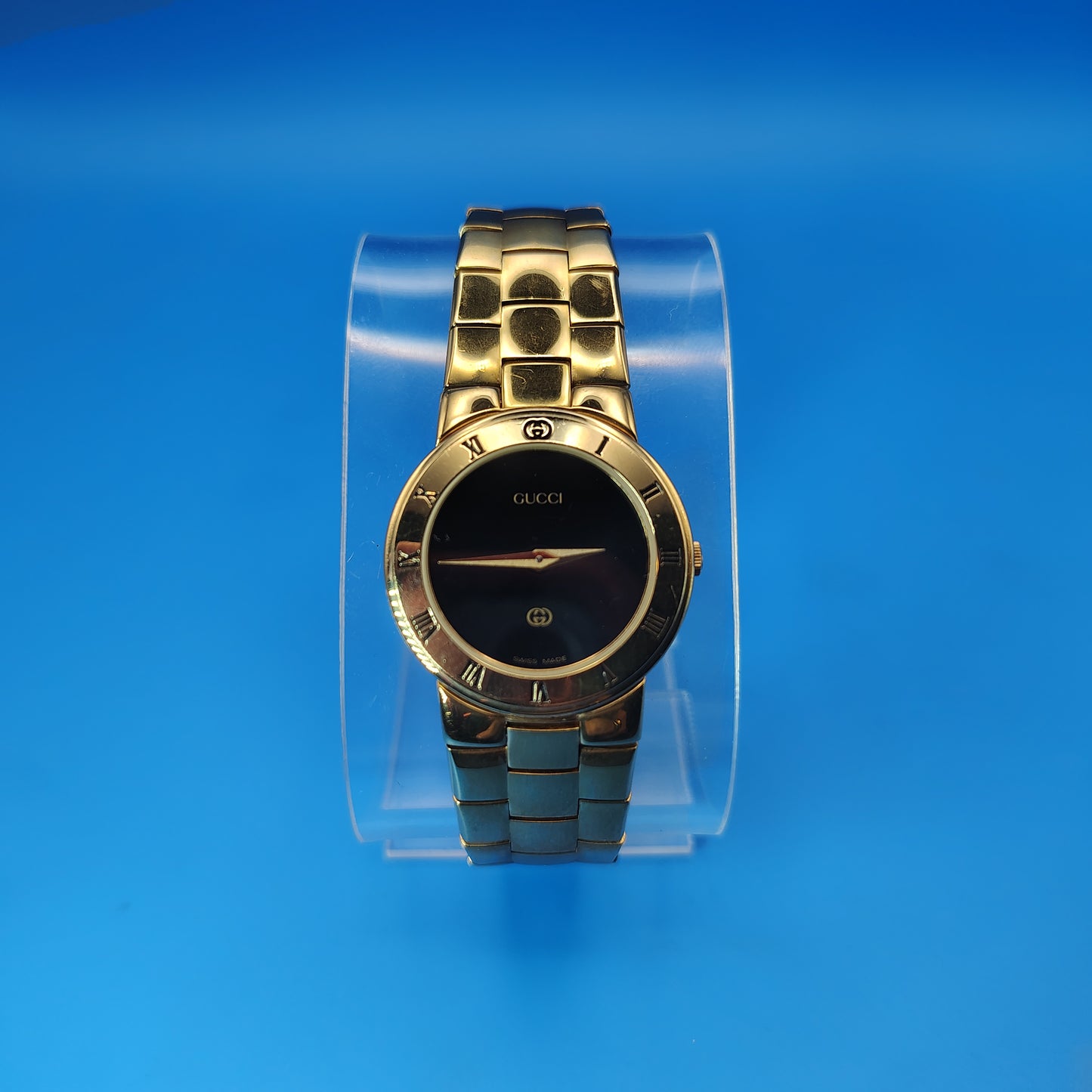 Vintage 1984 Gucci 3300L Swiss Made 14mm Women's Quartz Luxury Watch 24kt GP