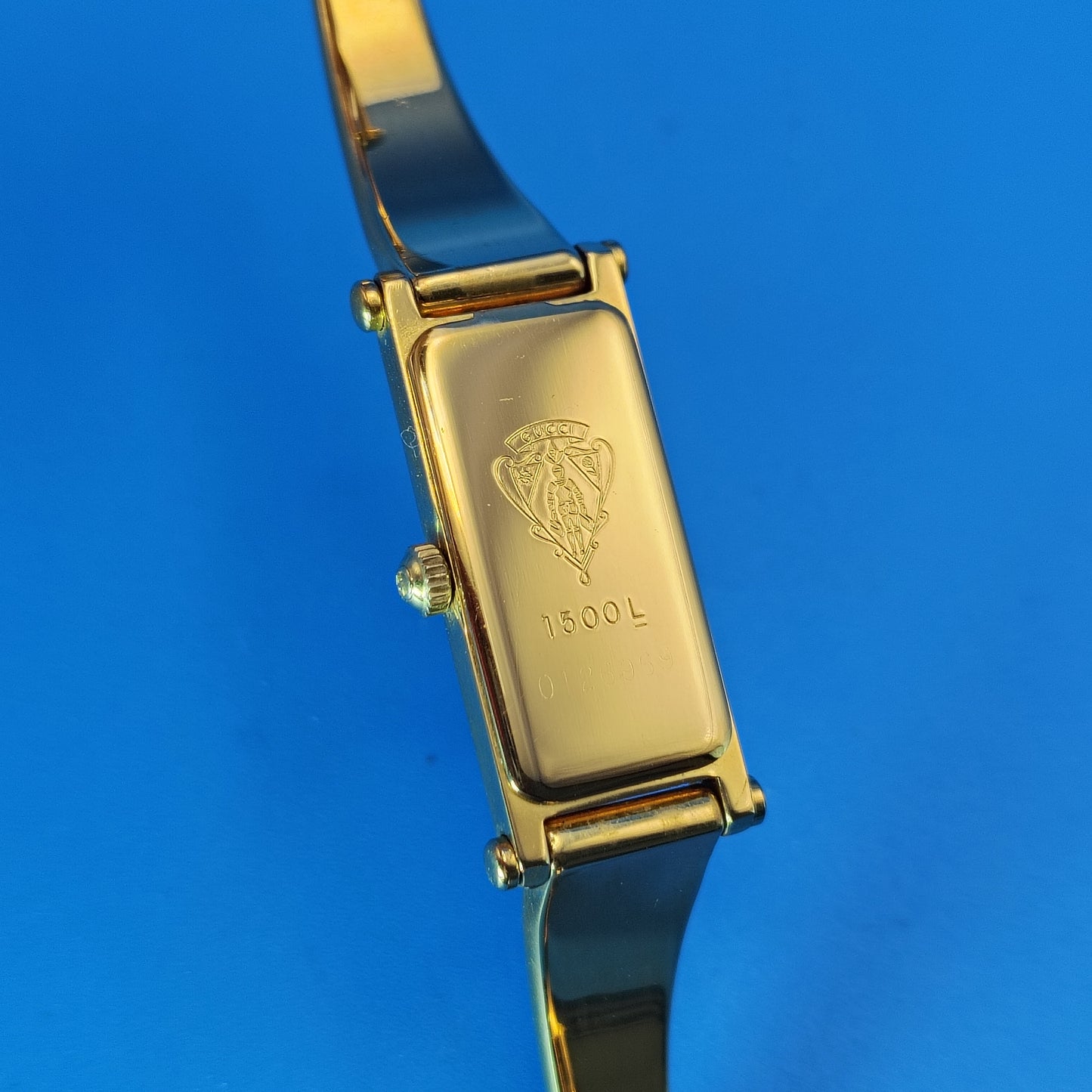 Vintage 1989 Gucci 1500L Authentic Swiss Made 24mm Women's Quartz Luxury Watch Bangle NOS New Never Worn