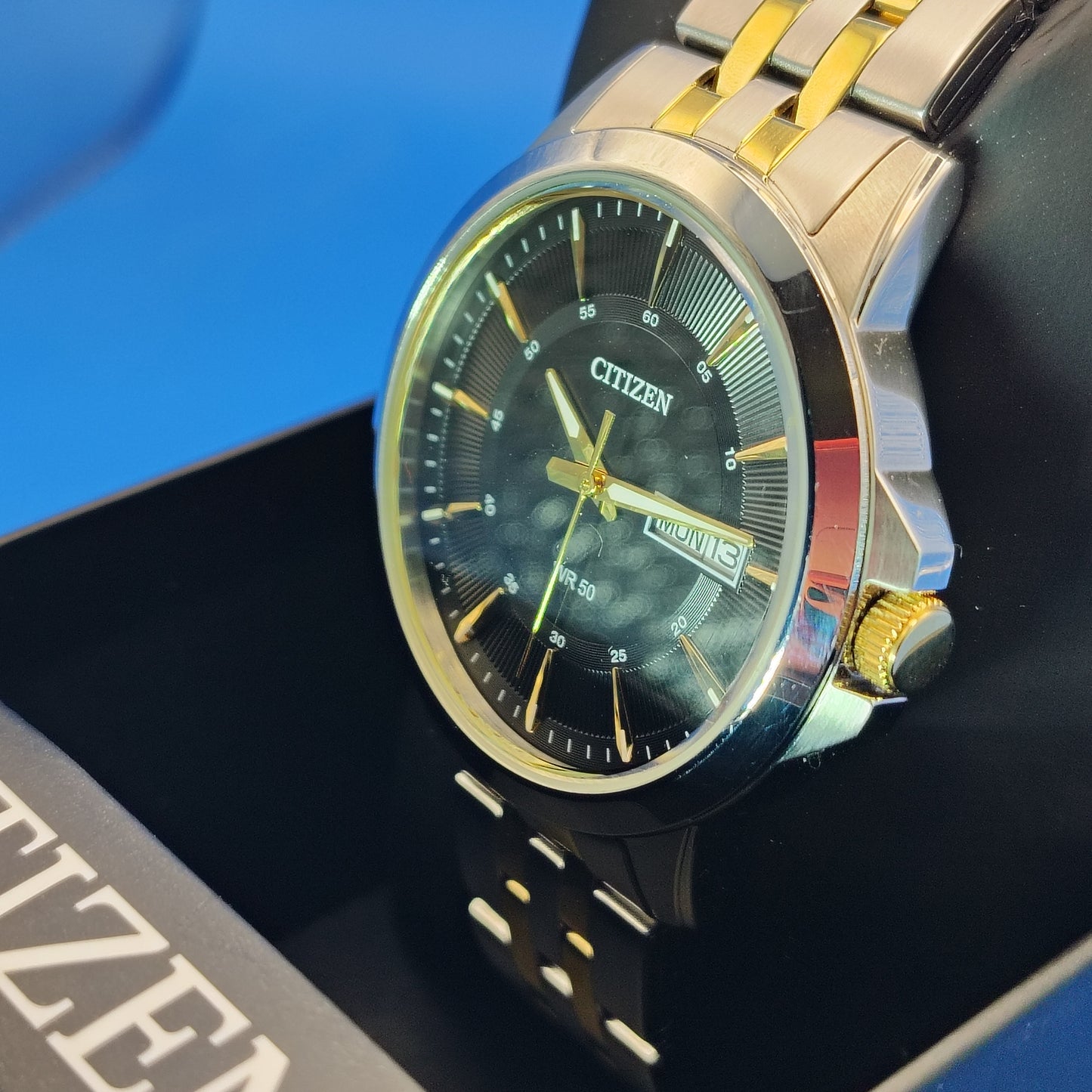 Vintage Citizen Day Date 40mm Mens Quartz Two Tone Luxury Watch Full Set NOS NEW