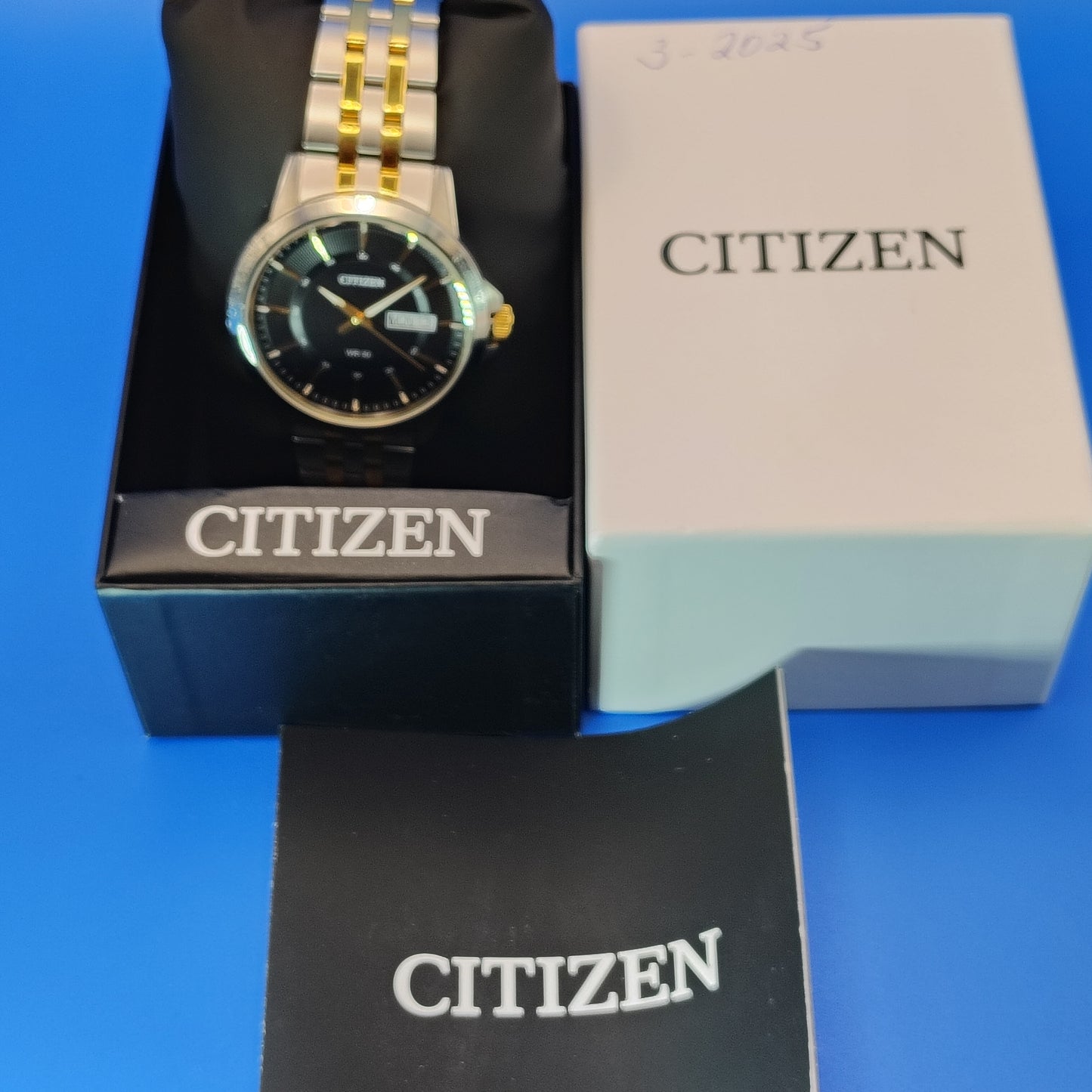 Vintage Citizen Day Date 40mm Mens Quartz Two Tone Luxury Watch Full Set NOS NEW