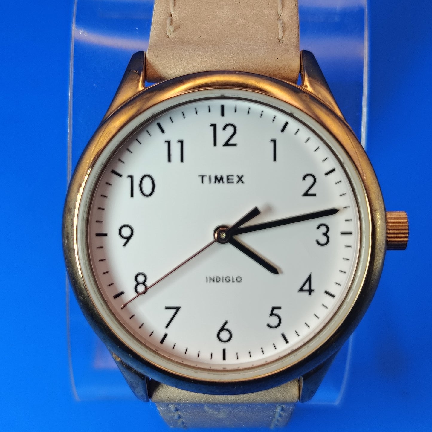 Vintage 1996 Timex Indiglo 33mm Women's Quartz Watch Leather Strap Size 4-7.5