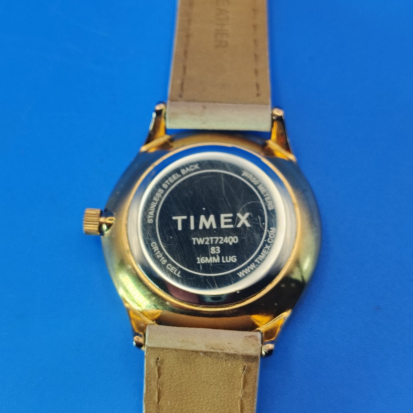 Vintage 1996 Timex Indiglo 33mm Women's Quartz Watch Leather Strap Size 4-7.5