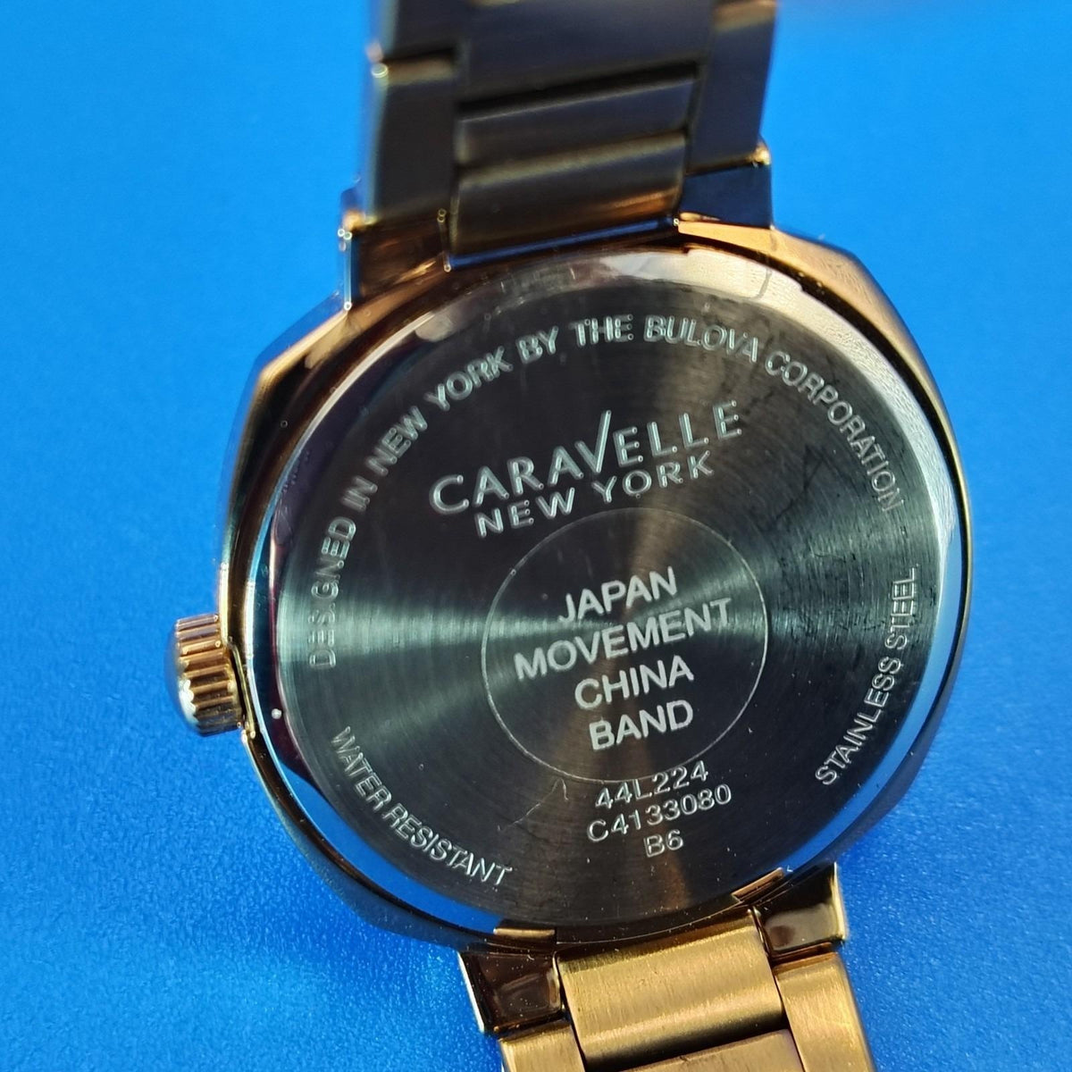 Vintage 2009 Caravelle by Bulova Rhinestone Bezel 32mm Gold Women's Quartz Watch