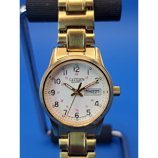 Vintage 2004 Citizen Classic Day-Date Gold 24mm Women's Quartz Watch Restored