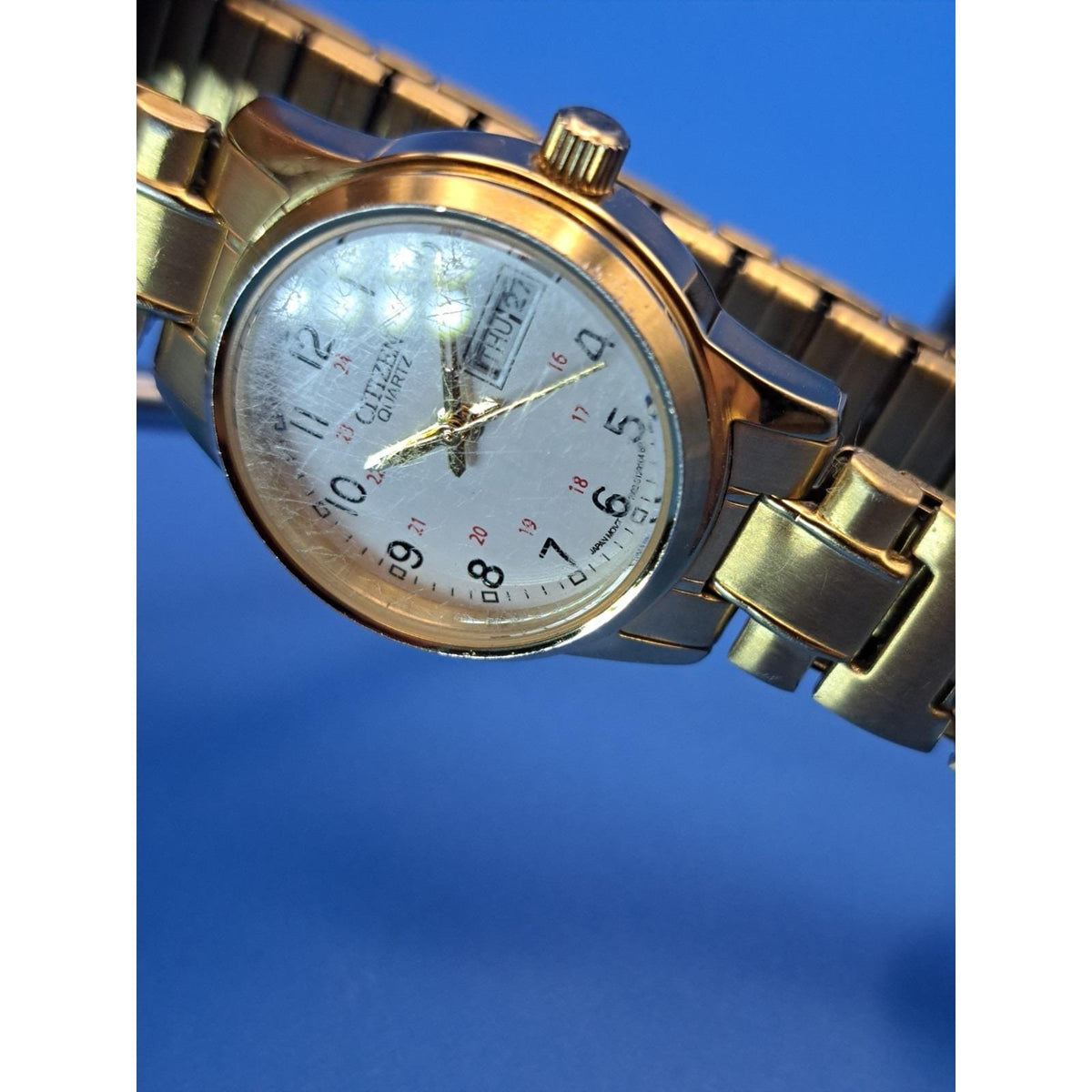 Vintage 2004 Citizen Classic Day-Date Gold 24mm Women's Quartz Watch Restored