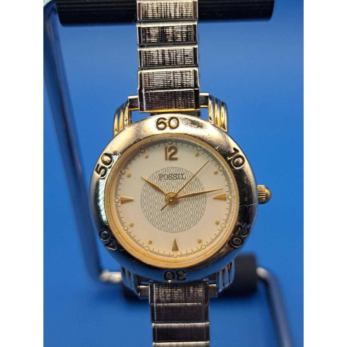 Vintage 1995 Fossil Guilloche Diver Style 26mm Women's Quartz Watch Restored
