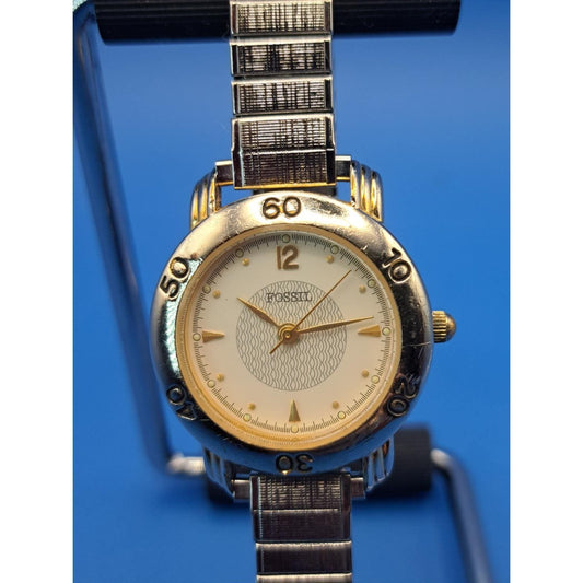 Vintage 1995 Fossil Guilloche Diver Style 26mm Women's Quartz Watch Restored