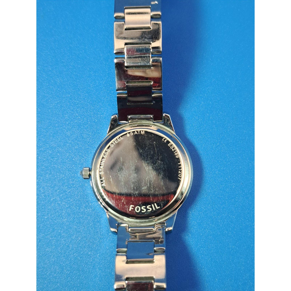 Vintage 2007 Fossil Mother of Pearl Crystal 34mm Women's Quartz Watch Restored