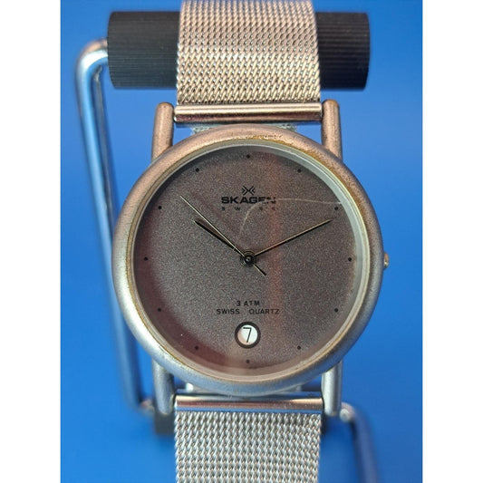 Vintage 2005 Skagen Swiss Ultra-Thin Charcoal 32mm Women's Quartz Watch Restored