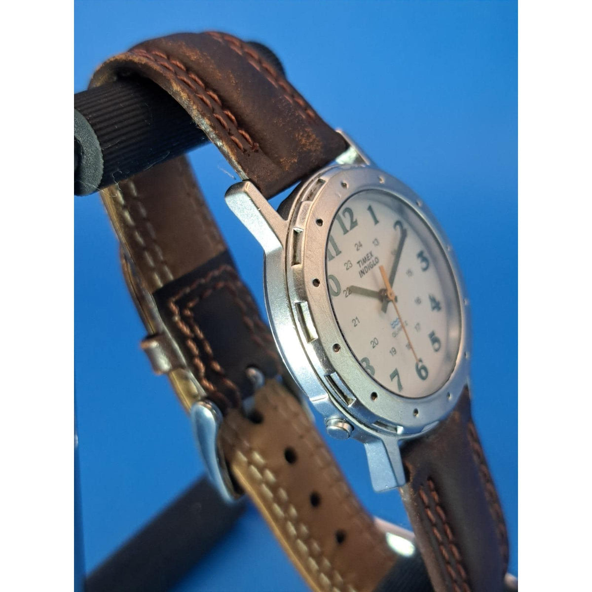 Vintage 1997 Timex Indiglo Military Field 32mm Mens Quartz Watch Fully Restored
